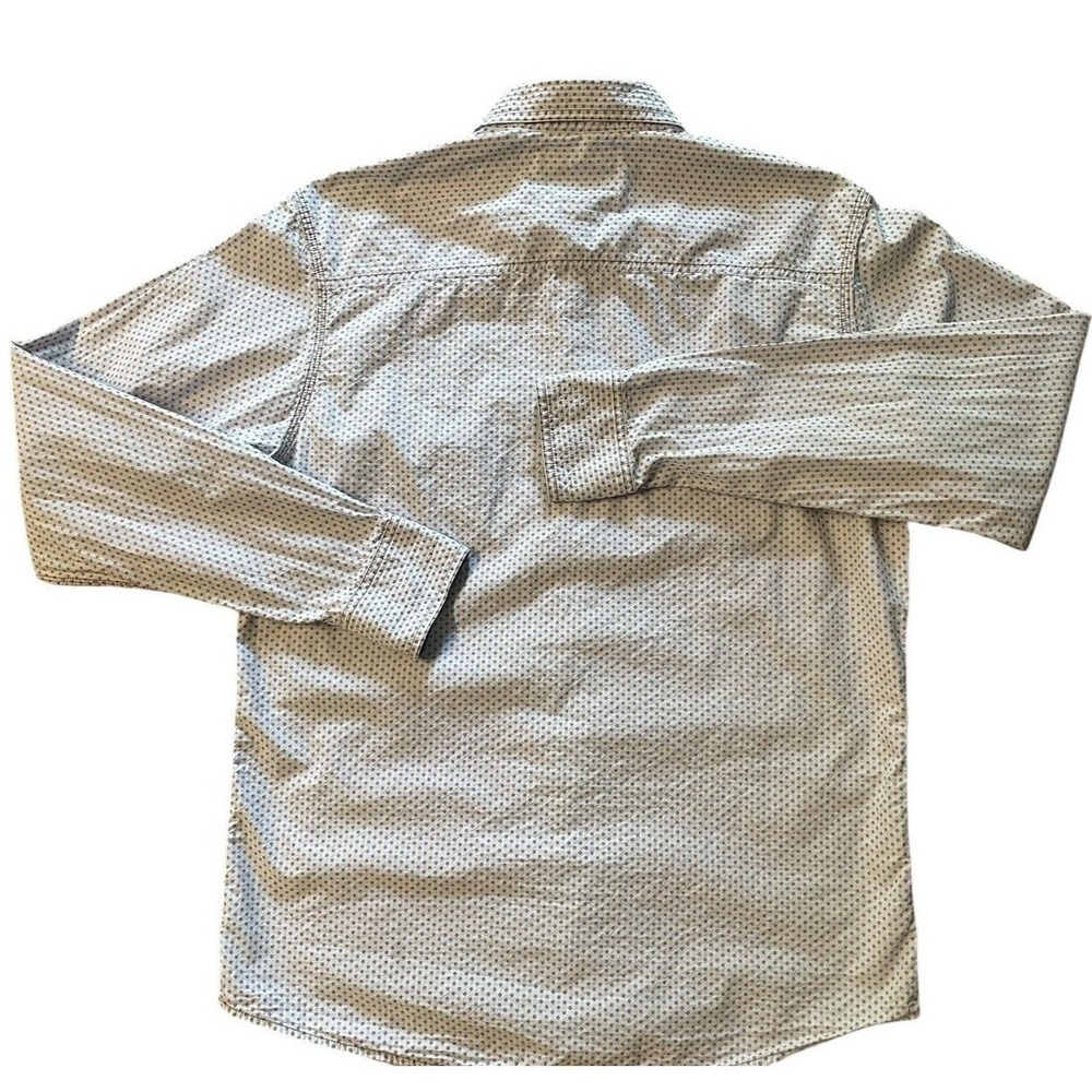 Age of Wisdom Western Pearl Snap Shirt Men Medium White Blue Floral Indie Cowboy - Picture 3 of 8